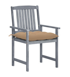 Chaises de jardin avec coussins 8 pcs Bois d'acacia solide Gris