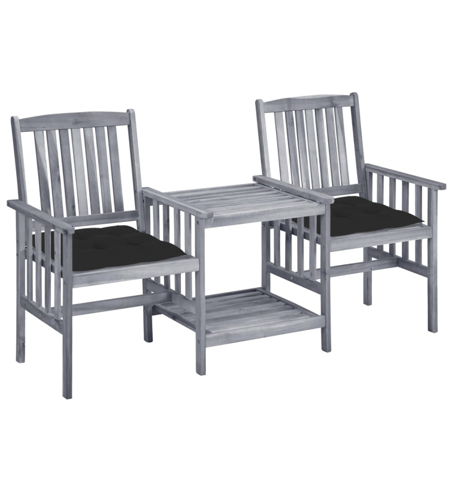 Chaises de jardin avec table à thé et coussins Acacia solide Chaises de jardin avec table à thé et coussins Acacia solide