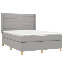 Lit à sommier tapissier avec matelas Gris clair 140x190cm Tissu