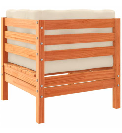 Salon de jardin 9 pcs avec coussins marron cire bois pin massif