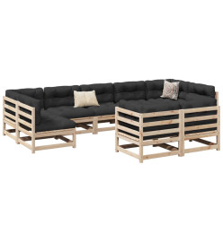 Salon de jardin 9 pcs bois de pin massif