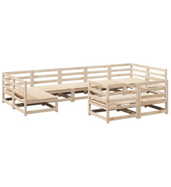 Salon de jardin 9 pcs bois de pin massif
