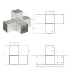 Connecteur de poteau Forme en X Métal galvanisé 91x91 mm