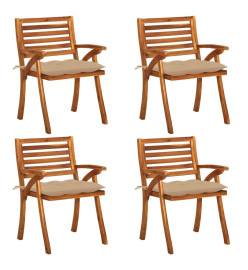 Chaises de jardin avec coussins 4 pcs Bois de teck solide