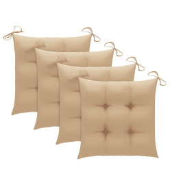 Chaises de jardin avec coussins 4 pcs Bois de teck solide