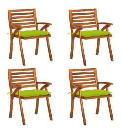 Chaises de jardin avec coussins 4 pcs Bois de teck solide