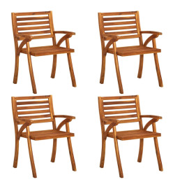 Chaises de jardin avec coussins 4 pcs Bois de teck solide