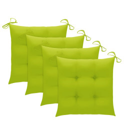 Chaises de jardin avec coussins 4 pcs Bois de teck solide