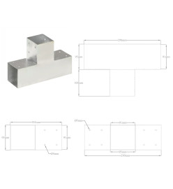 Connecteur de poteau Forme en T Métal galvanisé 91x91 mm