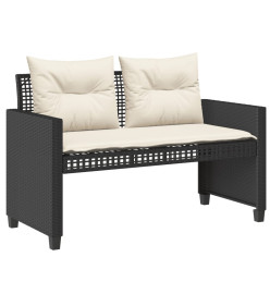 Salon de jardin avec coussins 4 pcs noir résine tressée verre