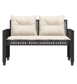 Salon de jardin avec coussins 4 pcs noir résine tressée verre