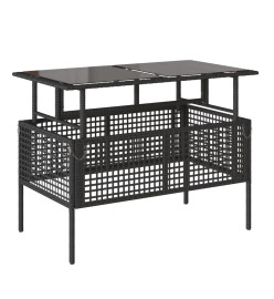 Salon de jardin avec coussins 4 pcs noir résine tressée verre