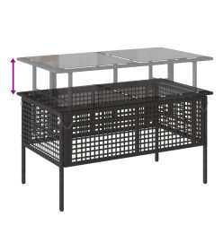 Salon de jardin avec coussins 4 pcs noir résine tressée verre