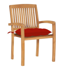 Chaises de jardin empilables avec coussins 4 pcs Teck solide