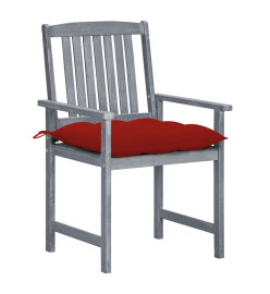 Chaises de jardin avec coussins 8 pcs Bois d'acacia solide Gris