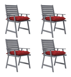 Chaises à dîner d'extérieur avec coussins 4 pcs Acacia massif