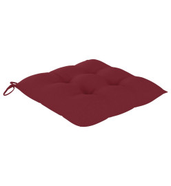 Chaises de jardin 8 pcs avec coussins bordeaux Teck solide
