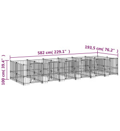 Chenil d'extérieur pour chiens Acier 11,26 m²