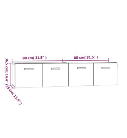 Armoires murales 2 pcs Blanc brillant 80x35x36,5 cm