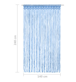 Rideau en macramé Bleu 140x240 cm Coton