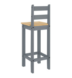 Chaises de bar 2 pcs gris bois de pin solide