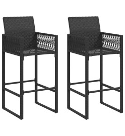 Tabourets de bar de jardin lot de 2 noir résine tressée