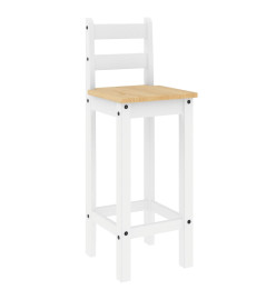 Chaises de bar 2 pcs blanc bois de pin solide