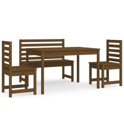 Ensemble à dîner de jardin 4 pcs marron miel bois pin massif