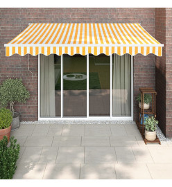 Auvent rétractable jaune et blanc 3x2,5 m tissu et aluminium