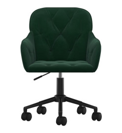 Chaise pivotante de bureau Vert foncé Velours