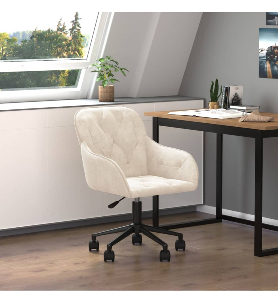 Chaise pivotante de bureau Crème Velours