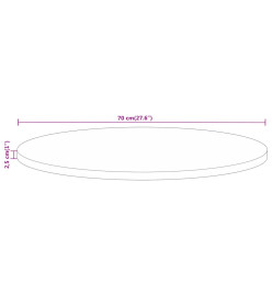 Dessus de table Ø 70x2,5 cm rond bois massif de manguier brut