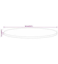 Dessus de table Ø 60x1,5 cm rond bois massif de manguier brut