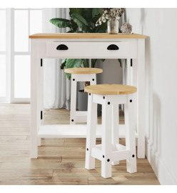 Ensemble de bar 3 pcs blanc bois de pin massif