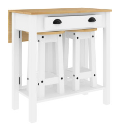 Ensemble de bar 3 pcs blanc bois de pin massif