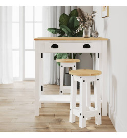 Ensemble de bar 3 pcs blanc bois de pin massif