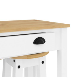 Ensemble de bar 3 pcs blanc bois de pin massif