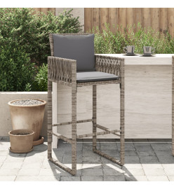 Tabourets de bar jardin coussins lot de 2 gris résine tressée