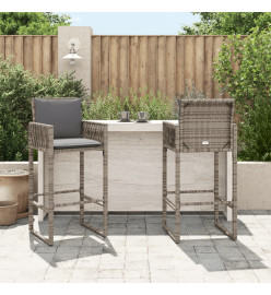 Tabourets de bar de jardin lot de 2 gris résine tressée