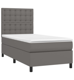 Lit à sommier tapissier avec matelas Gris 100x200 cm Similicuir