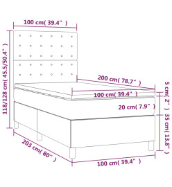 Lit à sommier tapissier avec matelas Gris 100x200 cm Similicuir