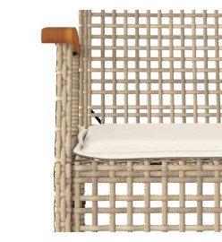 Ensemble à manger de jardin et coussins 7 pcs beige poly rotin