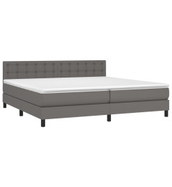 Sommier tapissier et matelas et LED Gris 200x200 cm Similicuir