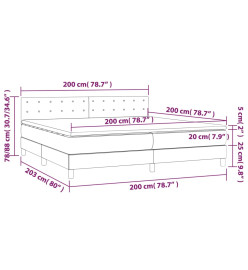 Sommier tapissier et matelas et LED Gris 200x200 cm Similicuir
