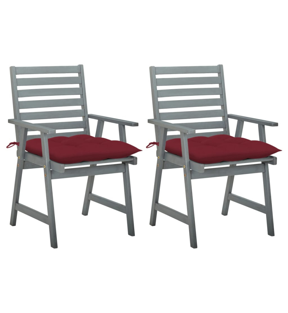 Chaises à dîner d'extérieur 2 pcs avec coussins Acacia massif Chaises à dîner d'extérieur 2 pcs avec coussins Acacia massif