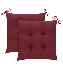 Chaise à bascule avec coussin rouge bordeaux Bois de teck