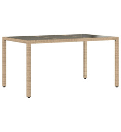 Table de jardin avec dessus en verre beige résine tressée