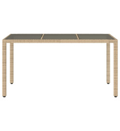 Table de jardin avec dessus en verre beige résine tressée