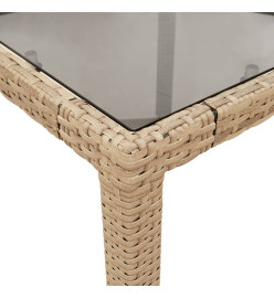 Table de jardin avec dessus en verre beige résine tressée