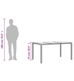 Table de jardin avec dessus en verre beige résine tressée